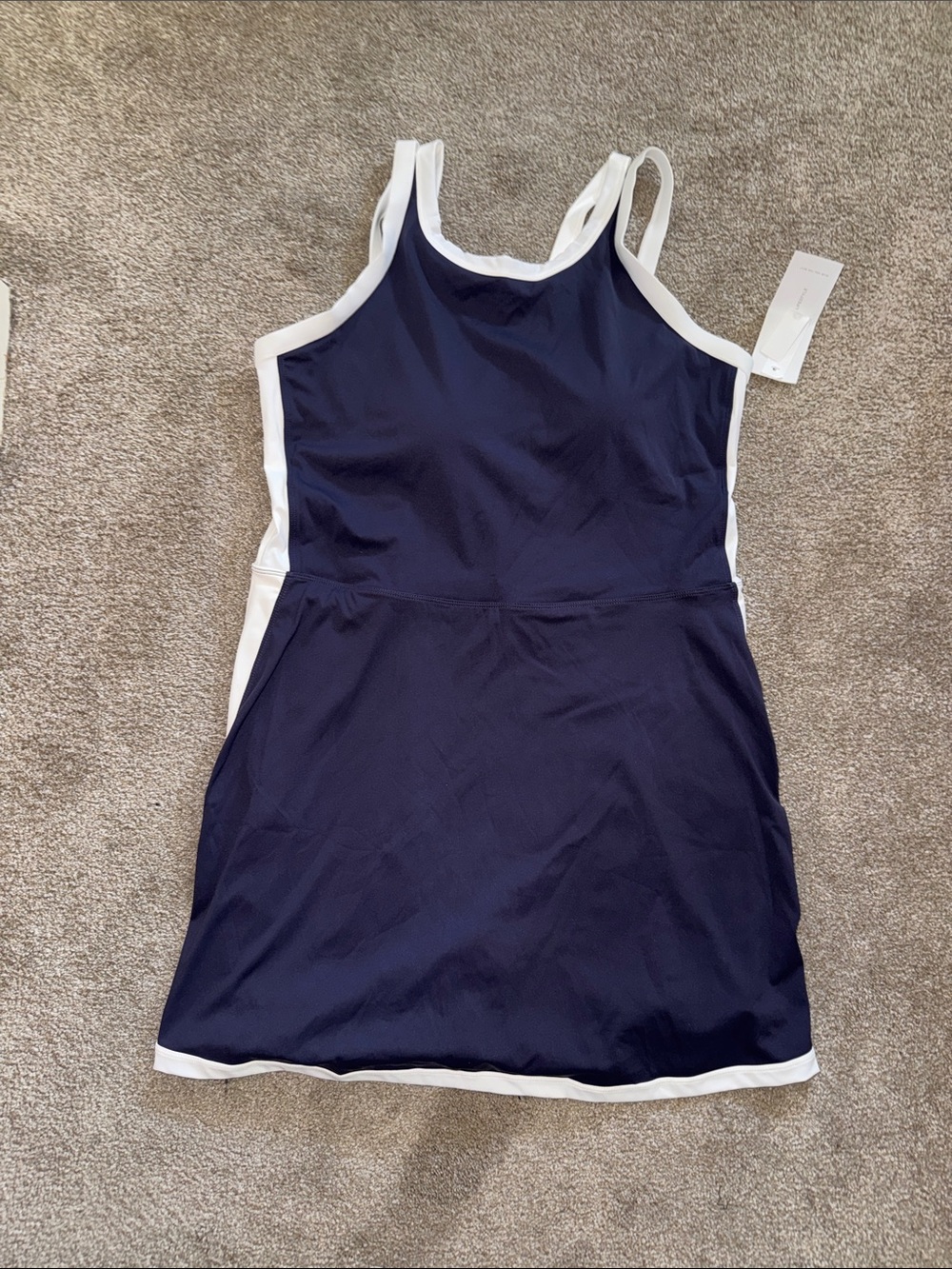 Navy and White Active Dress W/Removable Padding and shorts with pockets under